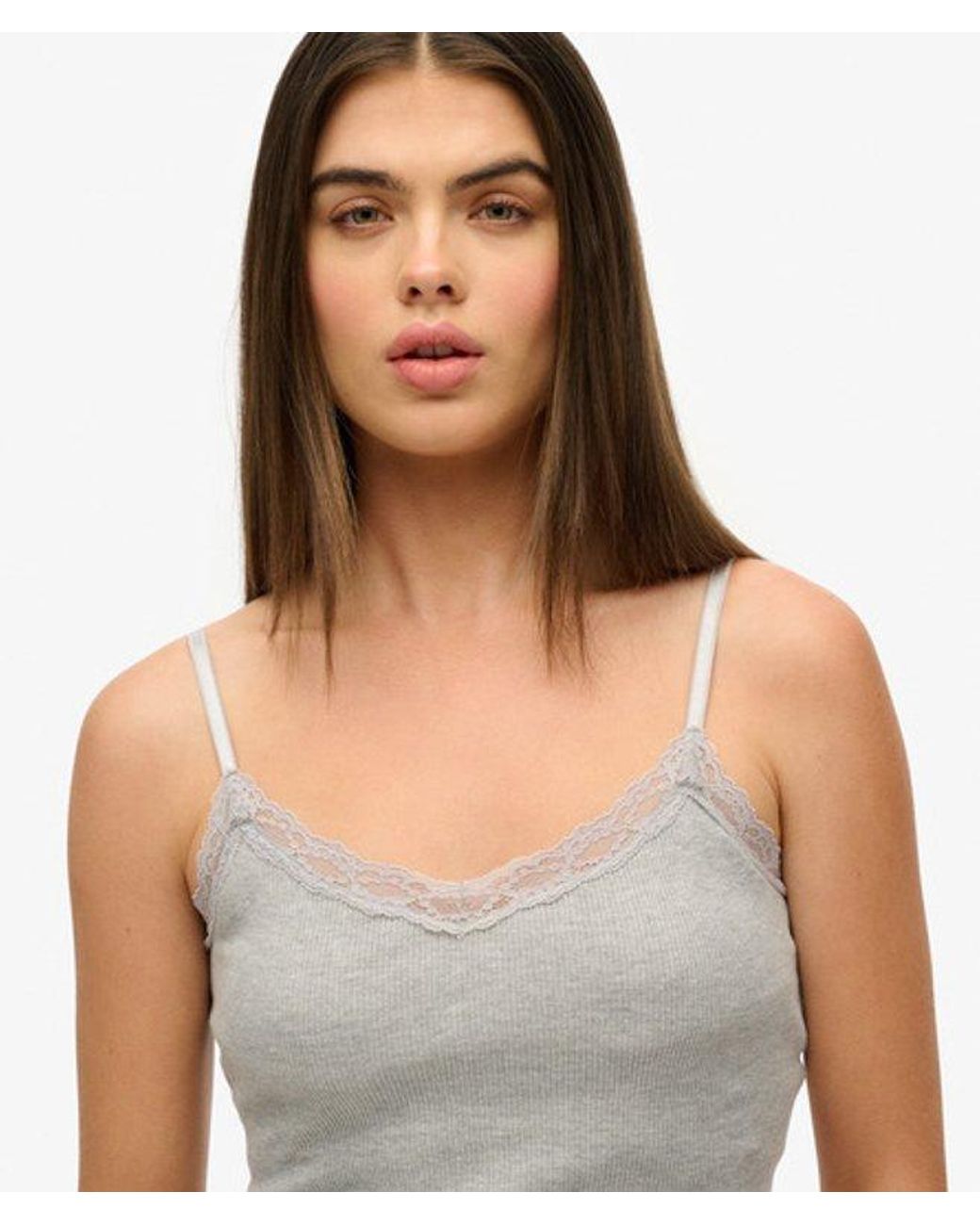 Superdry Athletic Essentials Cami Top Slanke Pasvorm in het Gray