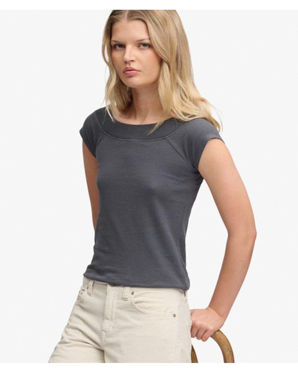 Superdry Blue & Co Athletic Essentials Off Shoulder Top