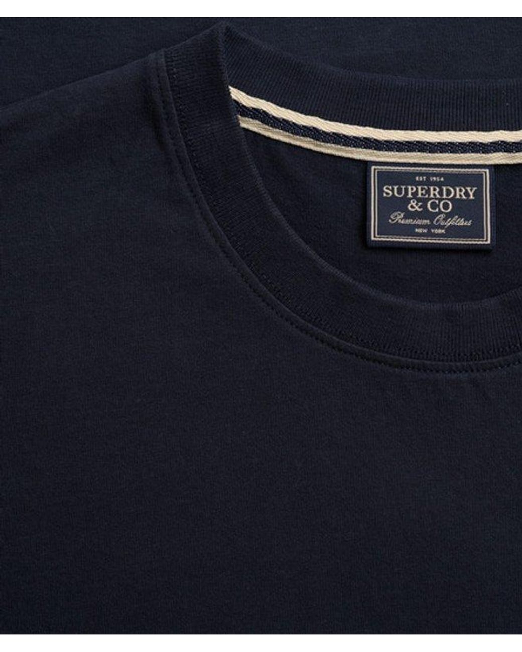 Superdry Blue & Co Essential Stacked Logo Embroidered T-shirt for men