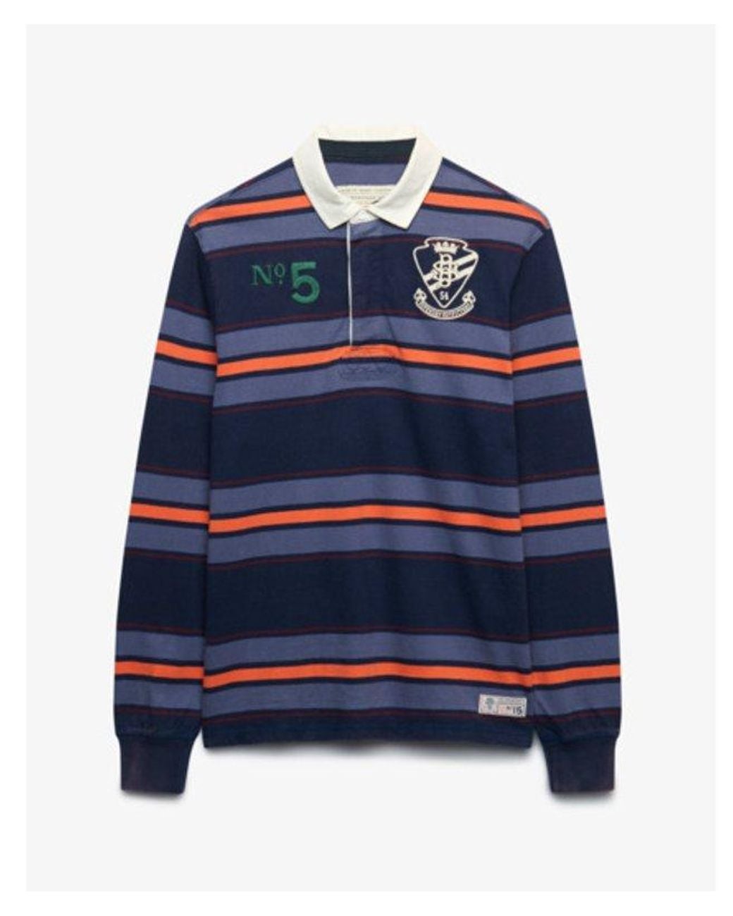 Superdry Blue & Co Double Emblem Stripe Rugby Top for men