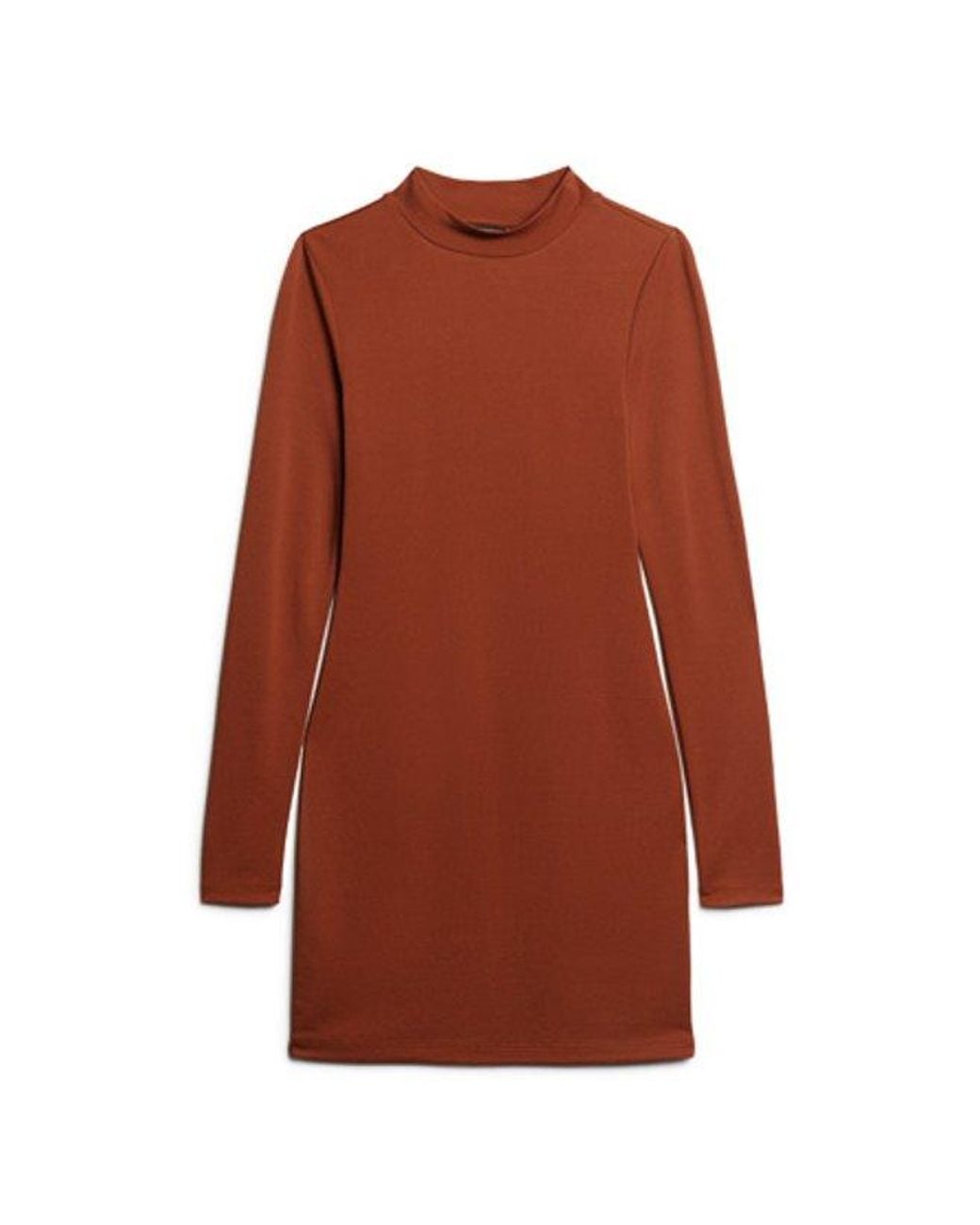 Superdry Red & Co High Neck Long Sleeve Jersey Mini Dress