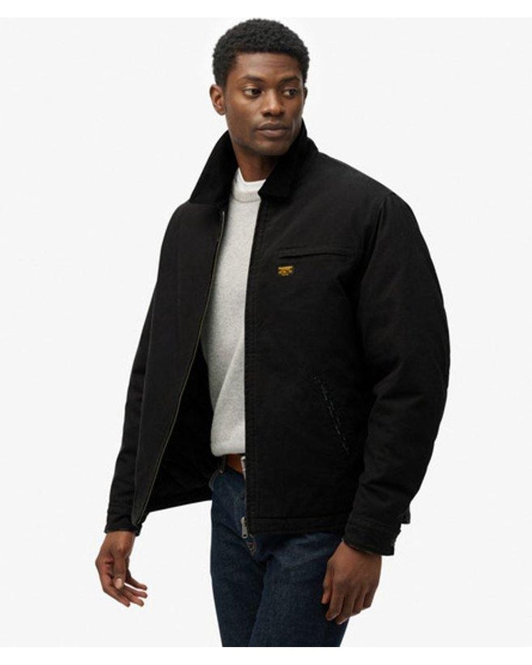 Superdry Black Cotton Canvas Barn Jacket for men