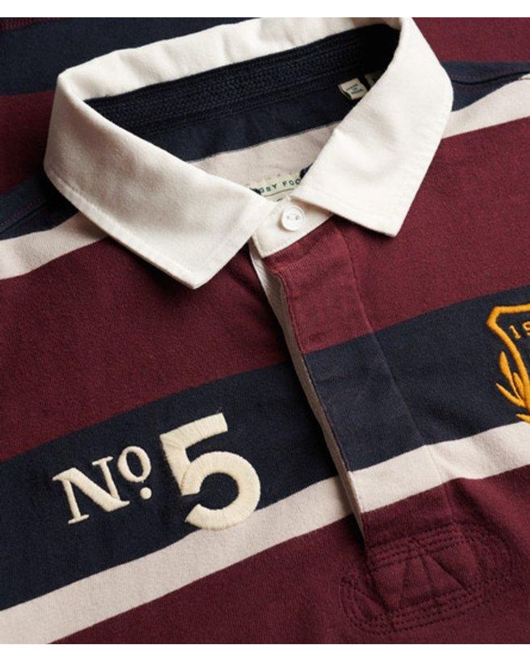 Superdry Red & Co Double Emblem Stripe Rugby Top for men