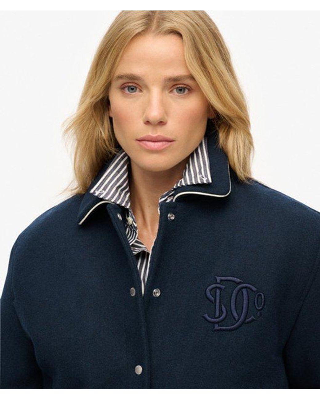Superdry Blue & Co Country Club Wool Blend Bomber Jacket