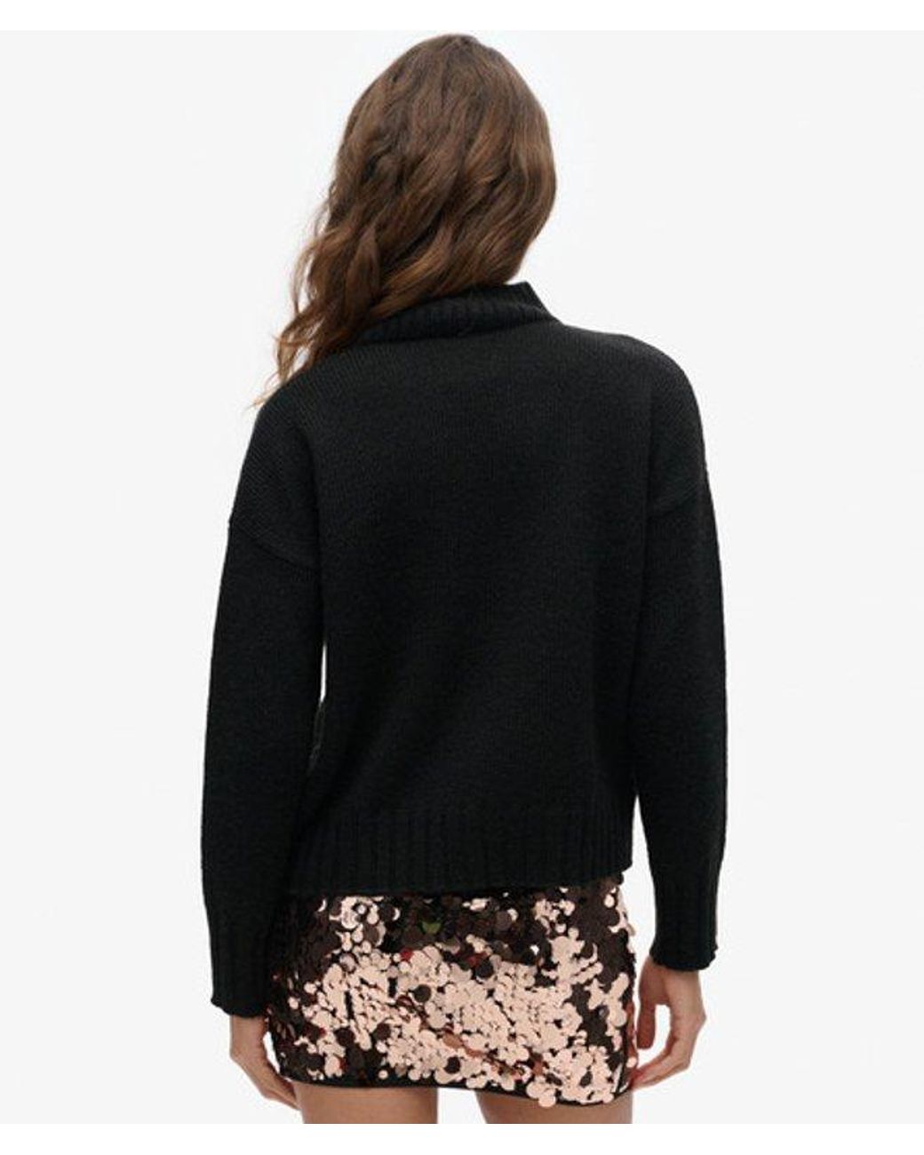 Superdry Black Essential Mock Neck Jumper