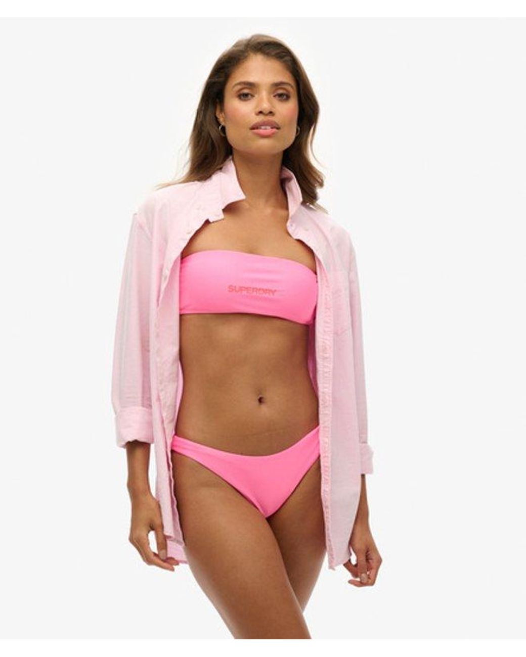 Superdry Pink & Co Logo Bandeau Bikini Top
