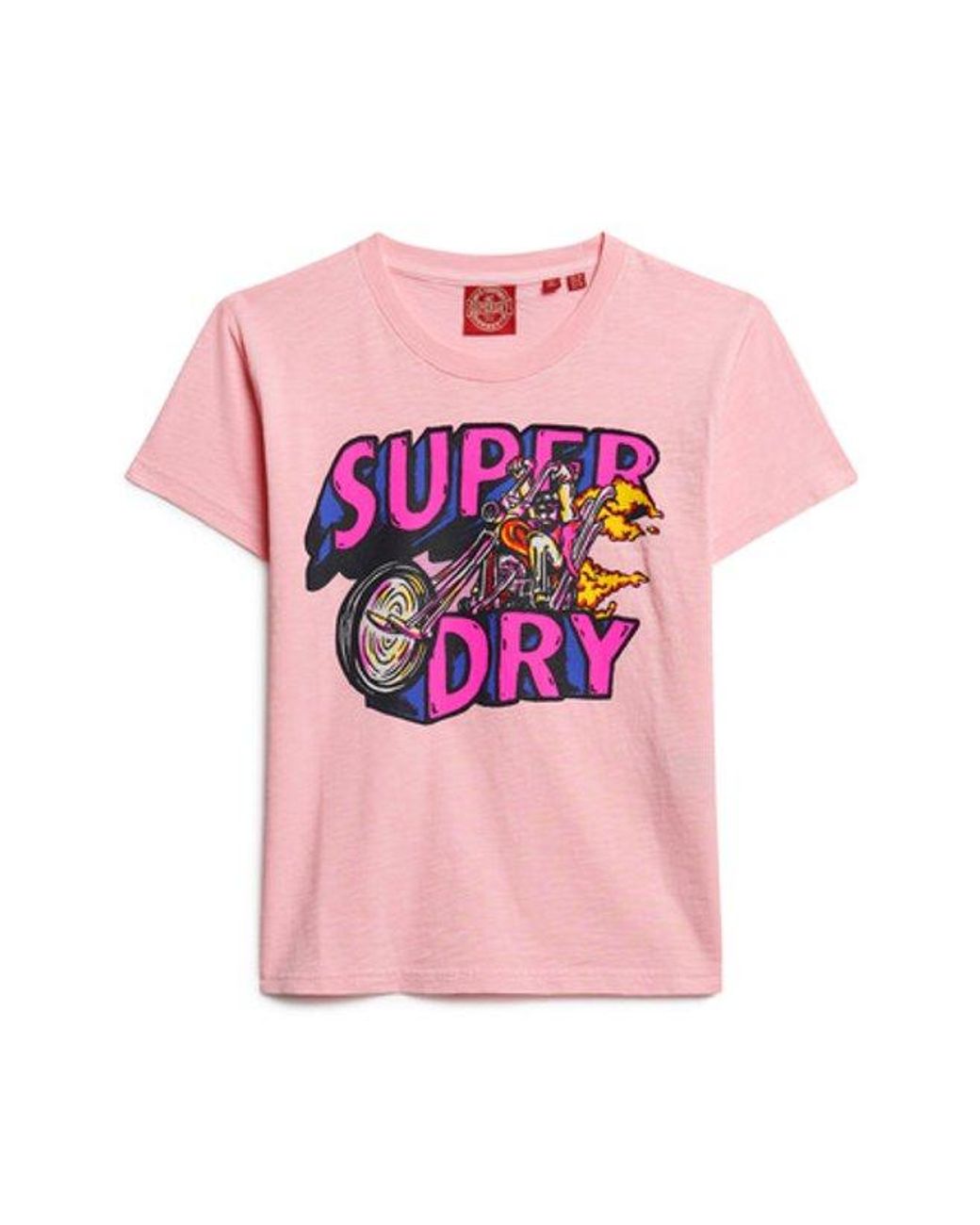 Superdry Pink Neon Motor Graphic Fitted T-shirt