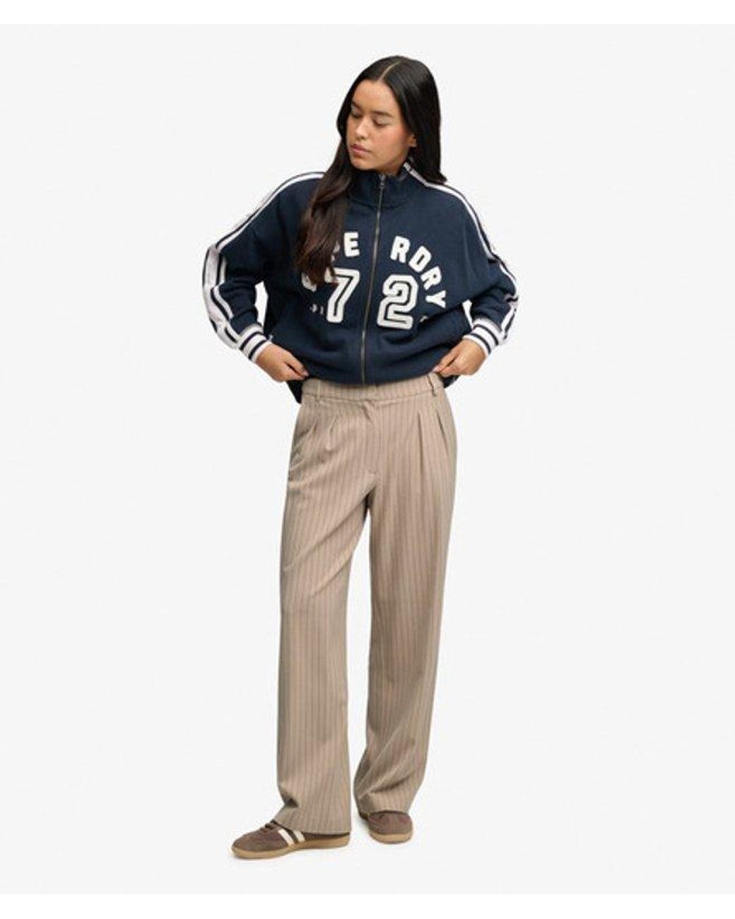 Superdry Natural & Co Mid Rise Pinstripe Trousers