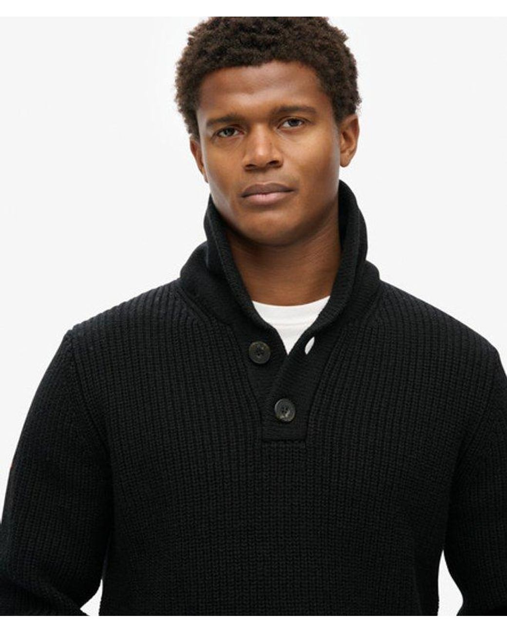 Superdry Black Shawl Collar Jumper for men