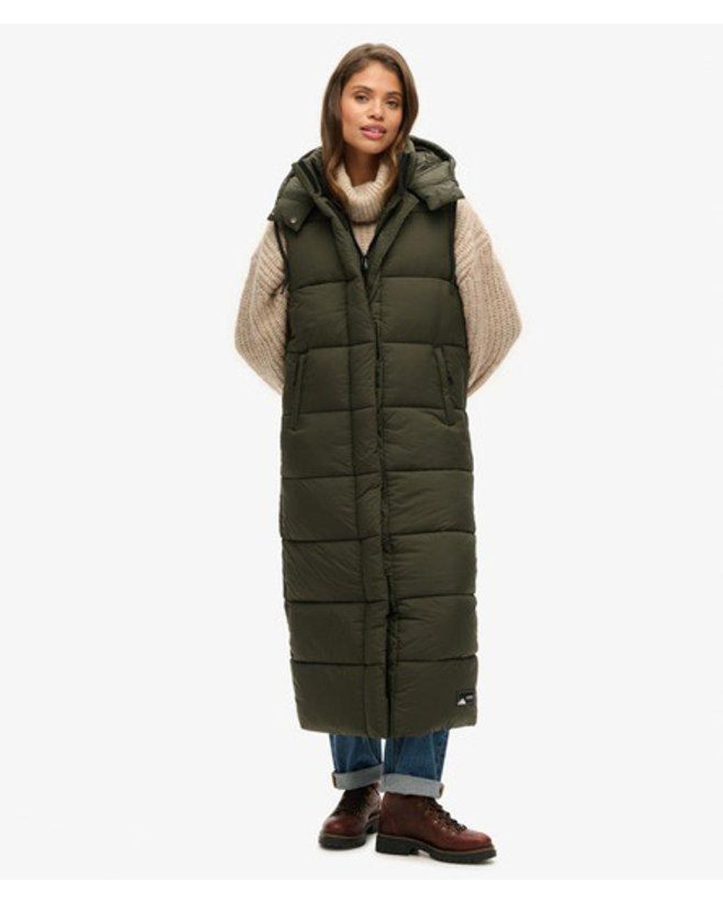 Superdry Green & Co Hooded Ripstop Long Gilet