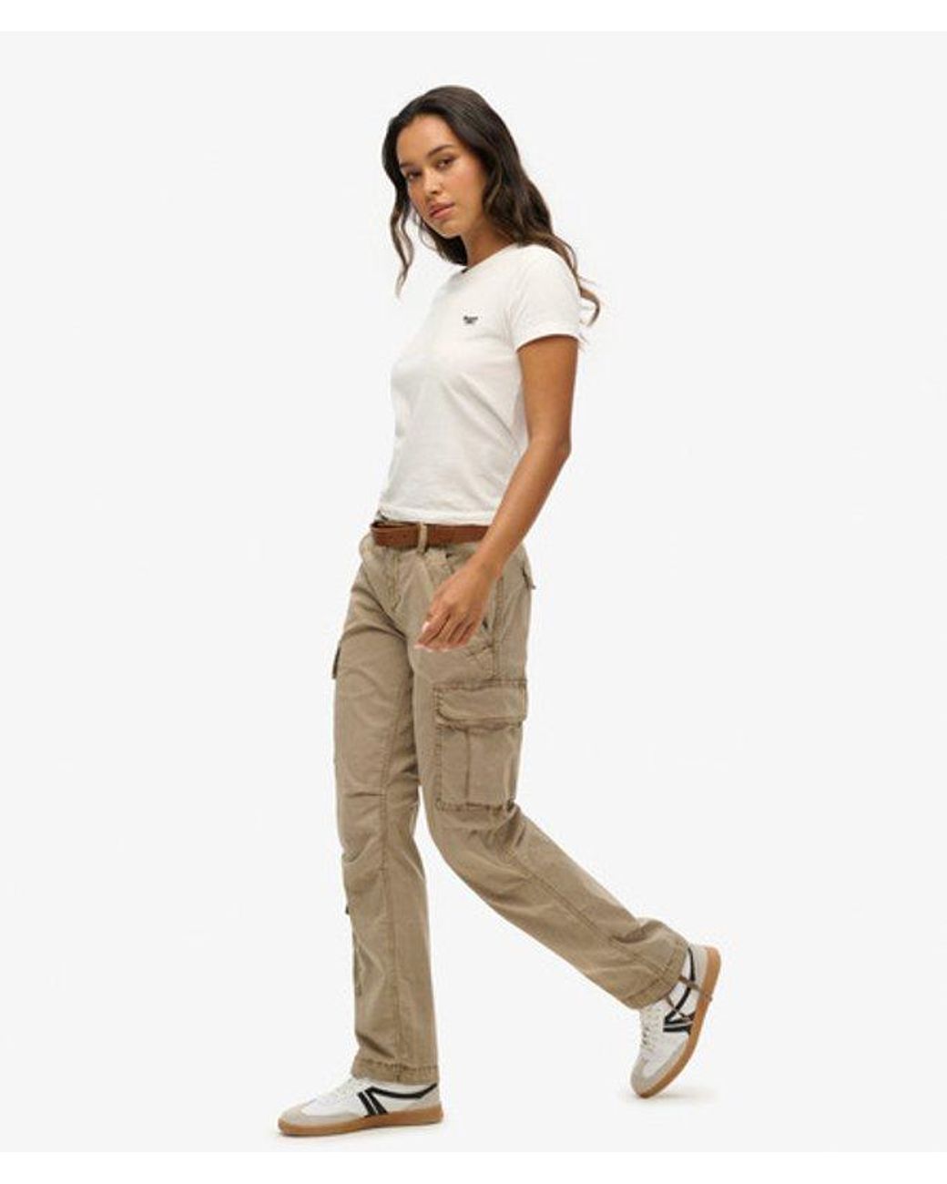 Superdry Natural Low Rise Straight Cargo Pants