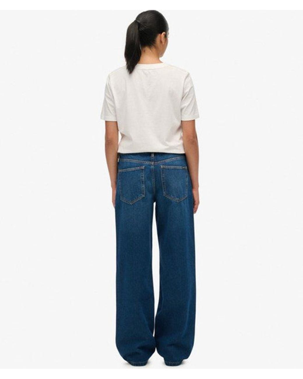 Superdry Blue & Co Organic Cotton Mid Rise Wide Leg Jeans