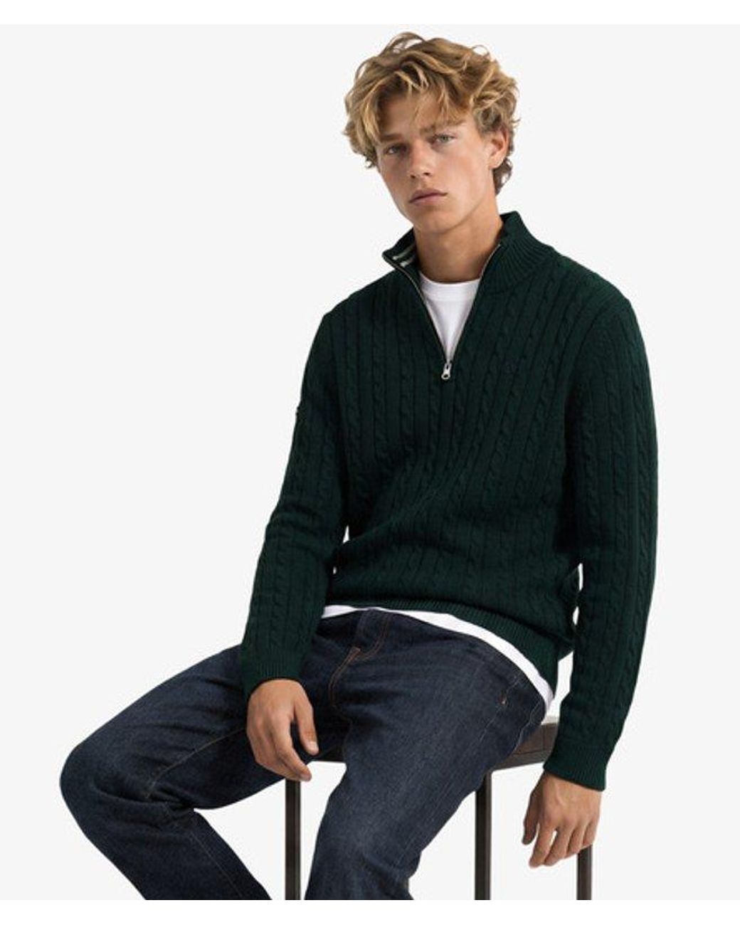 Superdry Black & Co Preppy Cotton Cable Half Zip Jumper for men