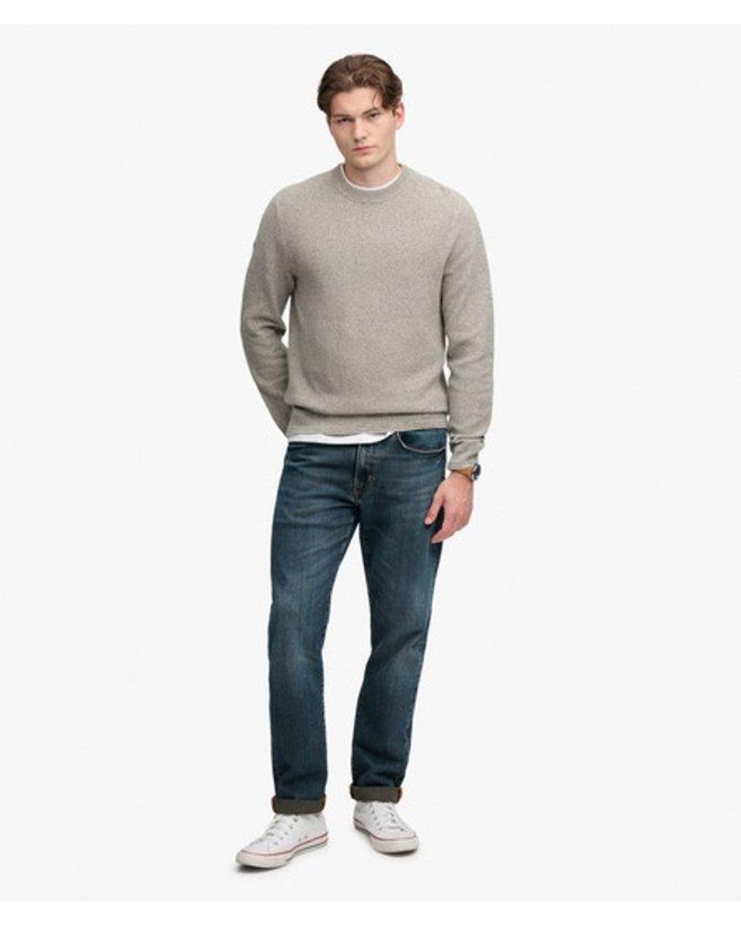 Superdry Gray Texture Knit Jumper for men