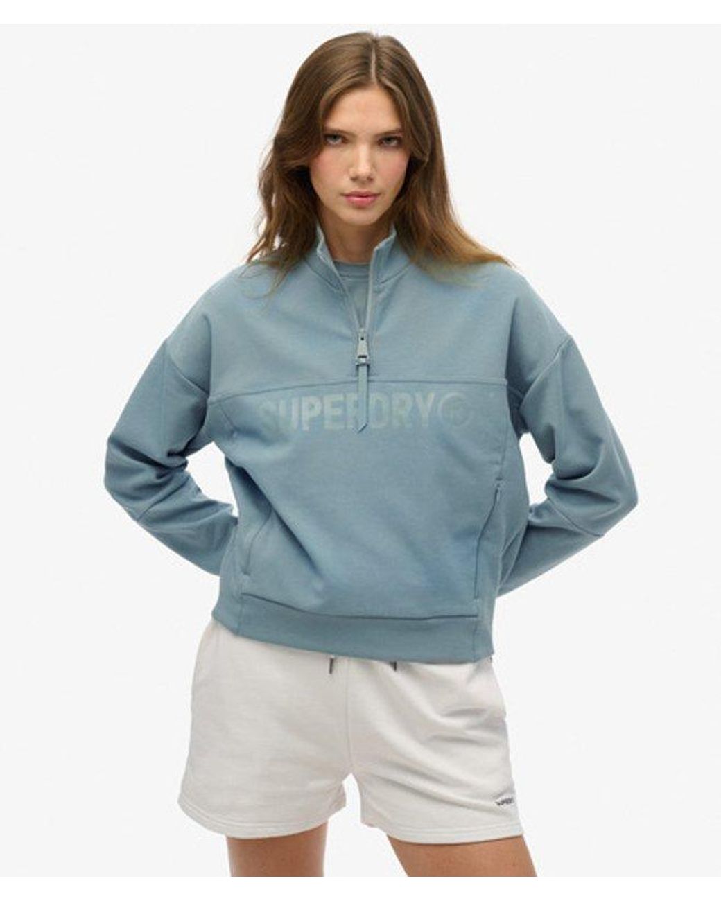 Superdry Blue & Co Active Tech Logo Relaxed Half Zip Sweatshirt
