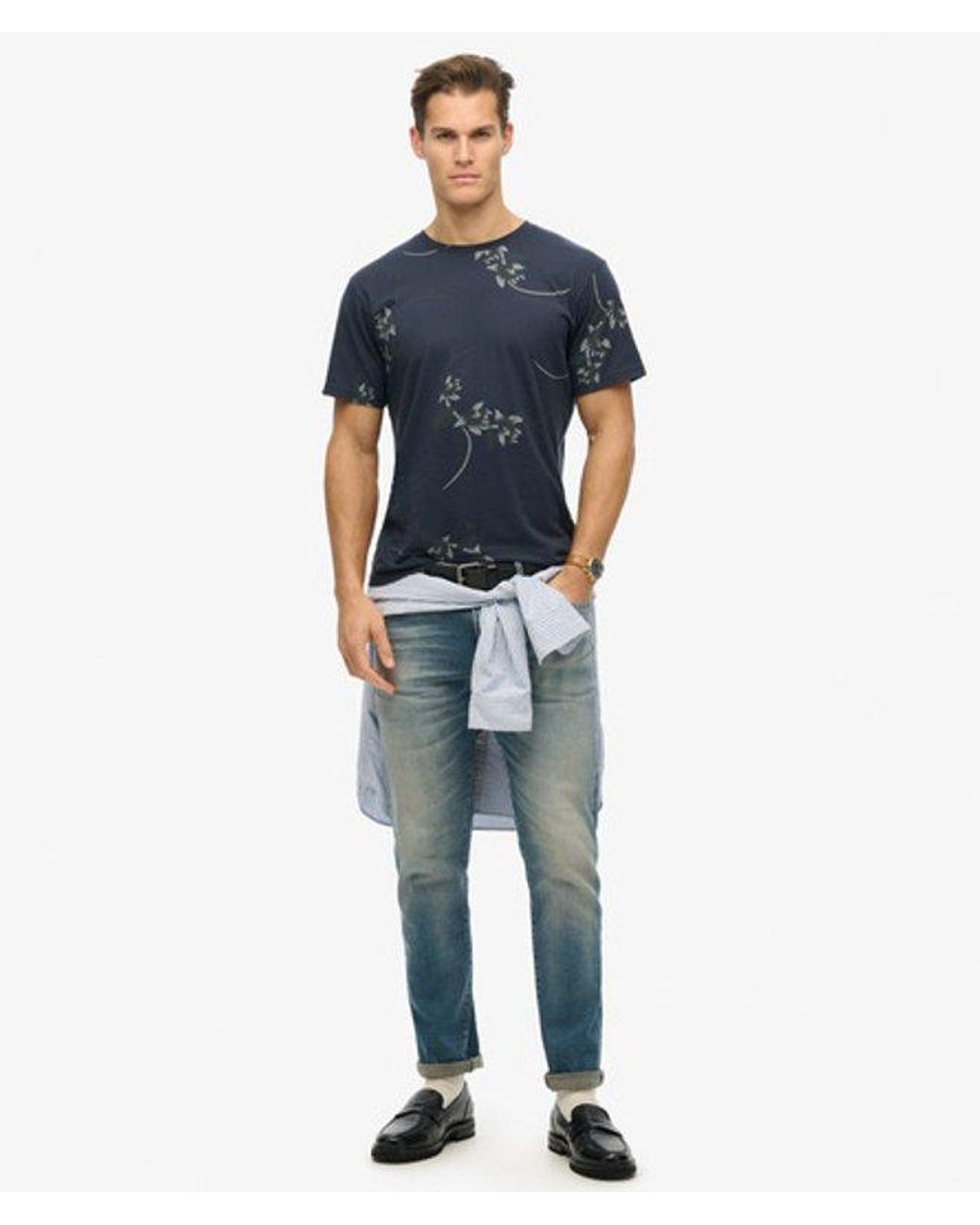 Superdry Blue & Co Classic Essential Printed T-shirt for men