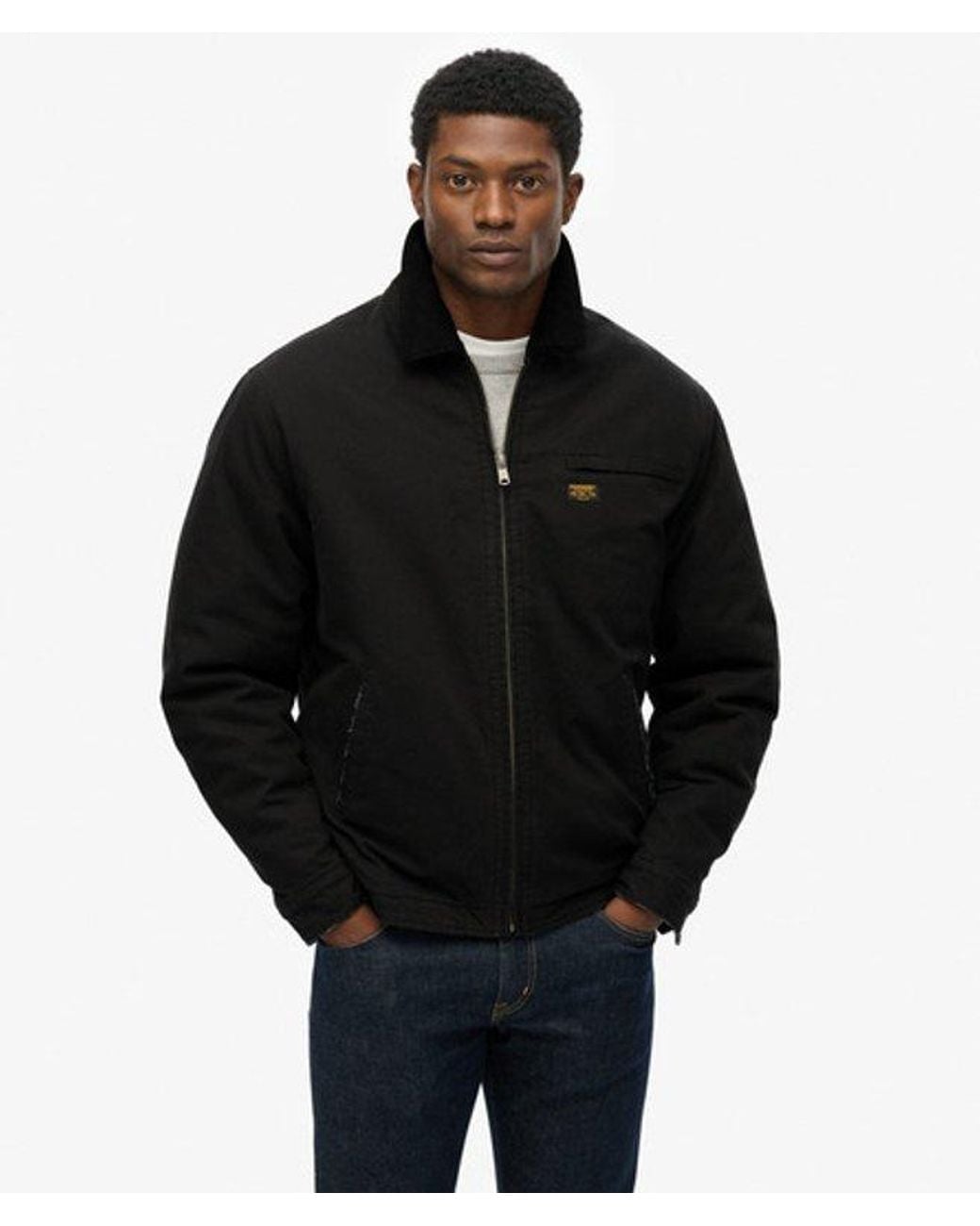 Superdry Black Cotton Canvas Barn Jacket for men
