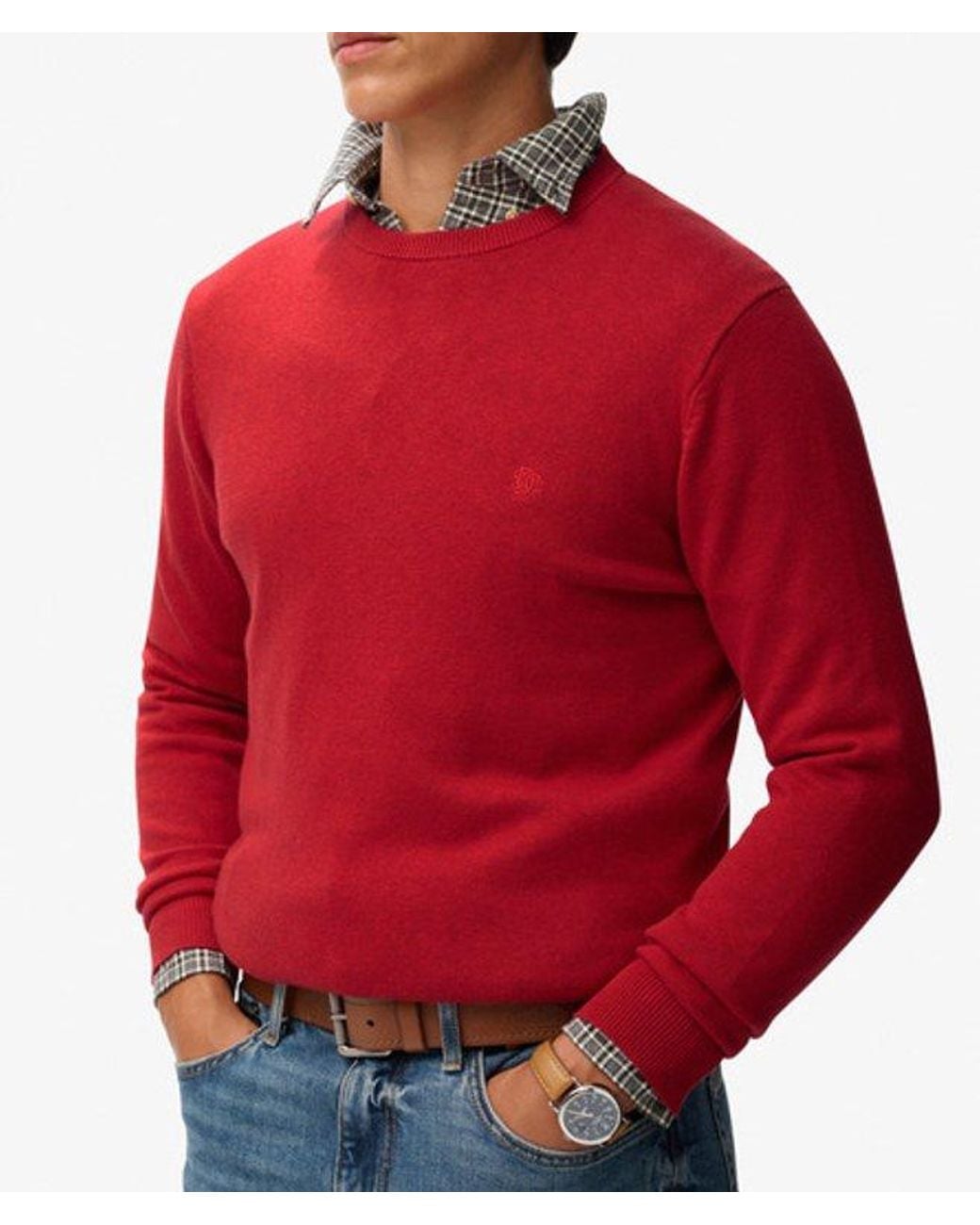 Superdry Red Essentials Cotton Jumper for men