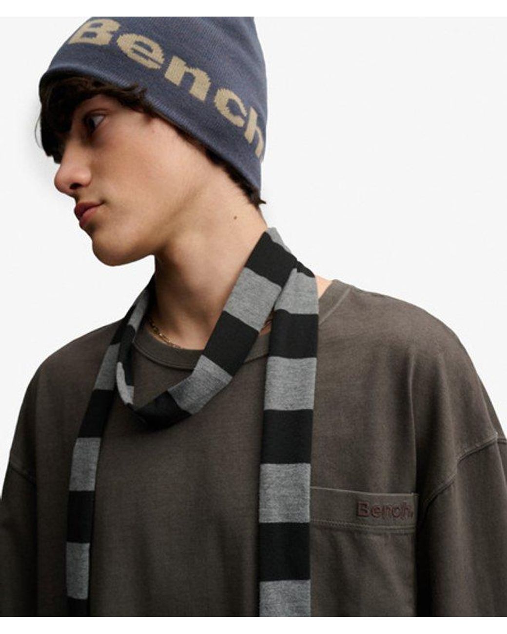 Superdry Gray Bench X & Co Bench Boxy Long Sleeve Pocket Top for men