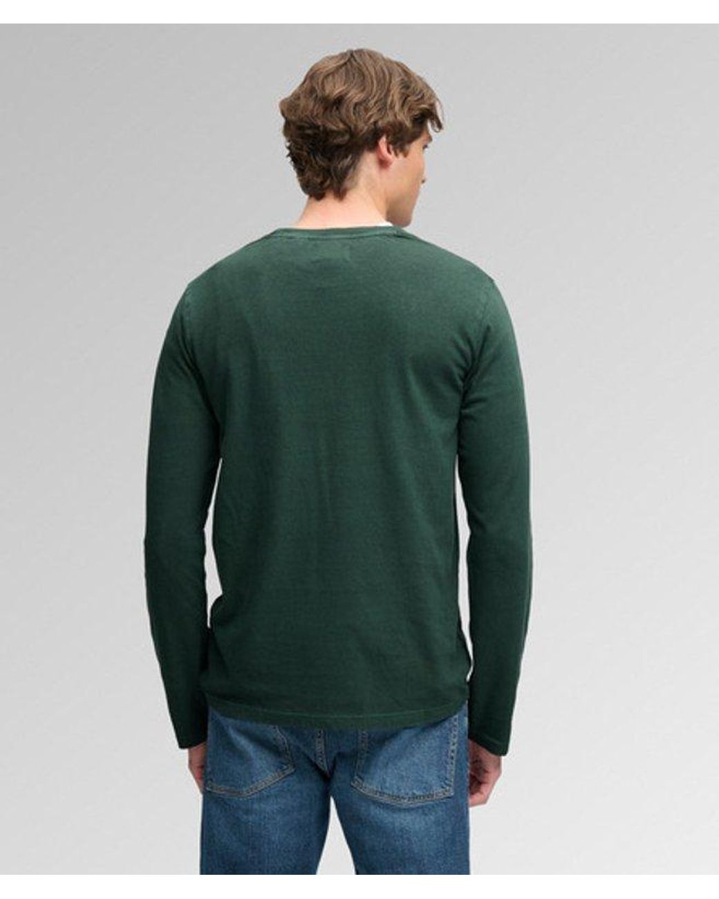 Superdry Green Cotton Linen Long Sleeve Pocket Top for men