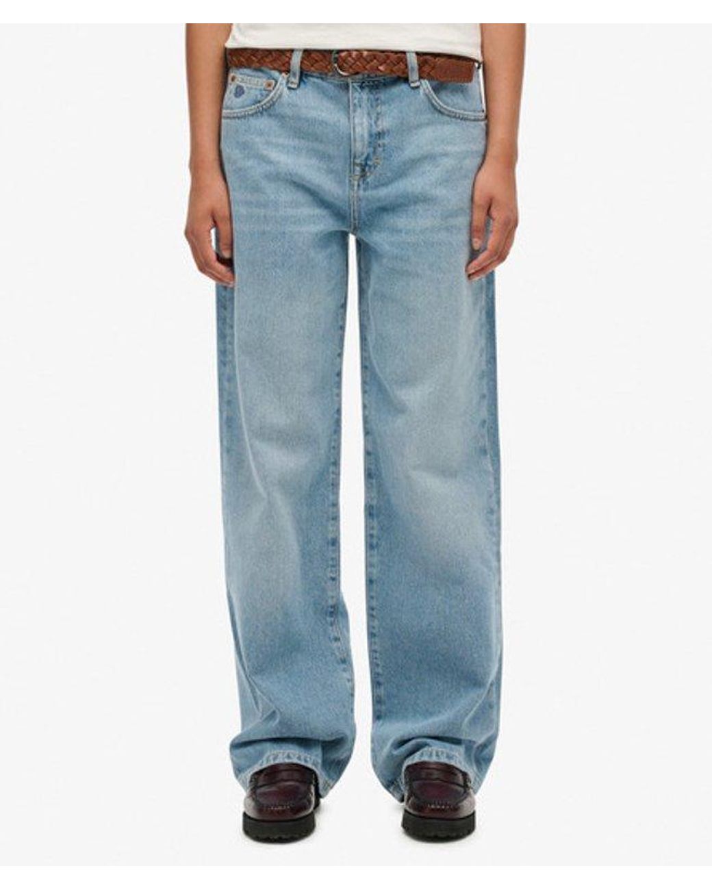 Superdry Blue & Co Organic Cotton Mid Rise Wide Leg Jeans