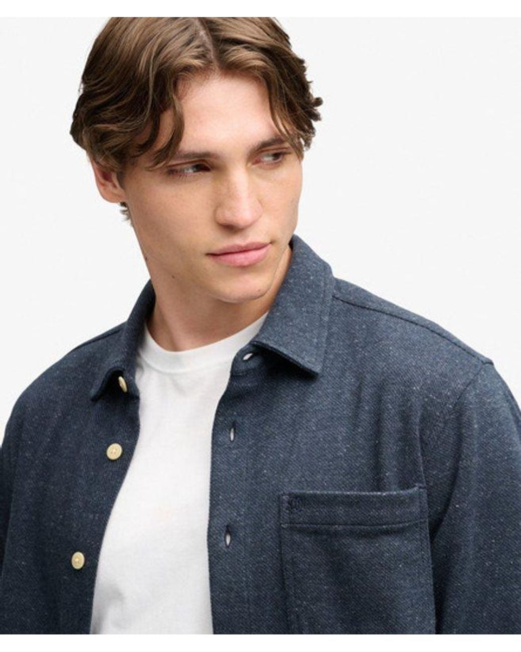 Superdry Blue & Co Twill Tweed Jersey Shirt for men
