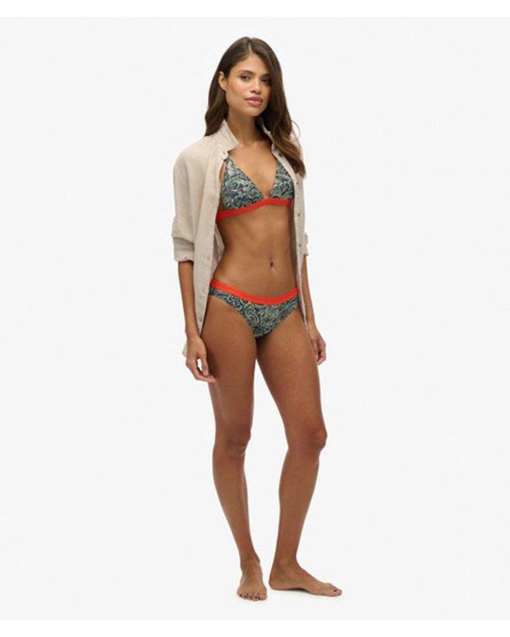 Superdry Brown & Co Print Triangle Bikini Top