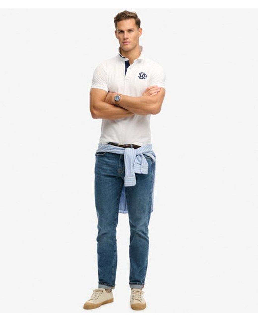 Superdry White & Co Pique Monogram Polo Shirt for men