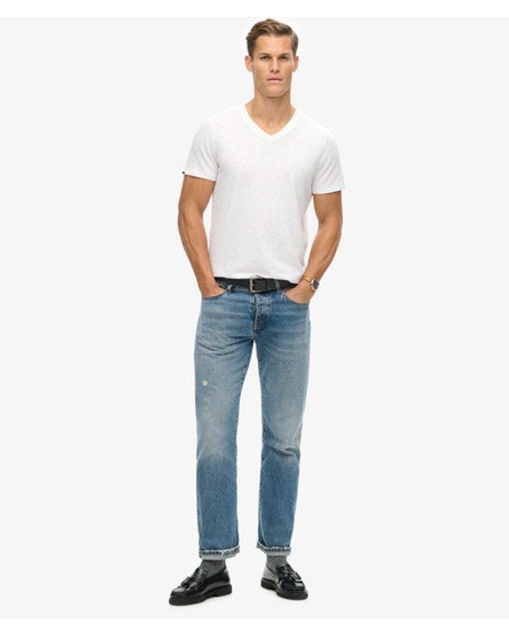 Superdry White & Co V-neck Slub Short Sleeve T-shirt for men