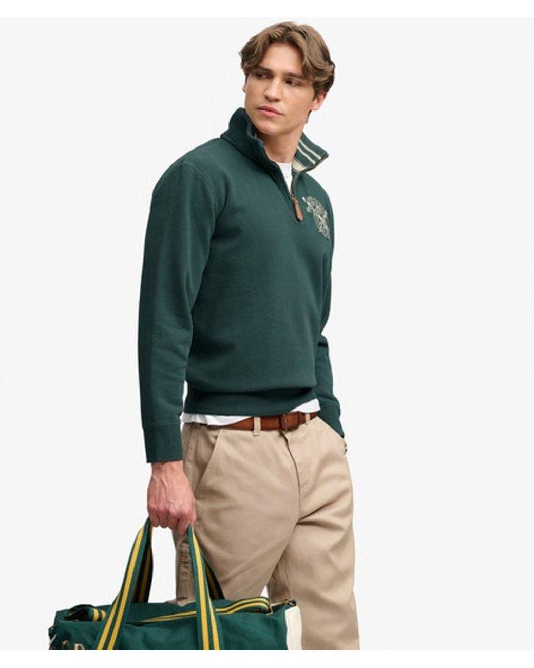 Superdry Green & Co Gothic Varsity Half Zip Sweatshirt for men