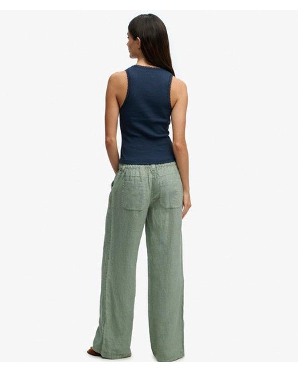 Superdry Green & Co Linen Low Rise Pants