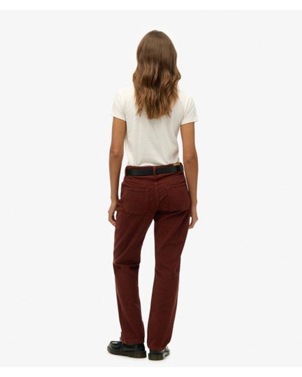 Superdry White Straight Leg Cord Pants Size: 26/32