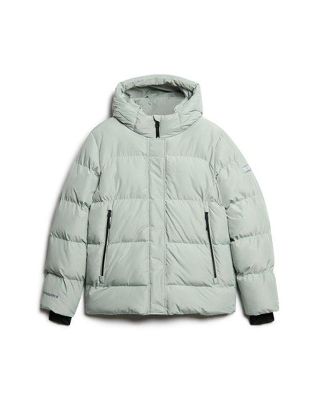 Superdry Gray Ladies Classic Hooded Five Baffle Sports Puffer Jacket