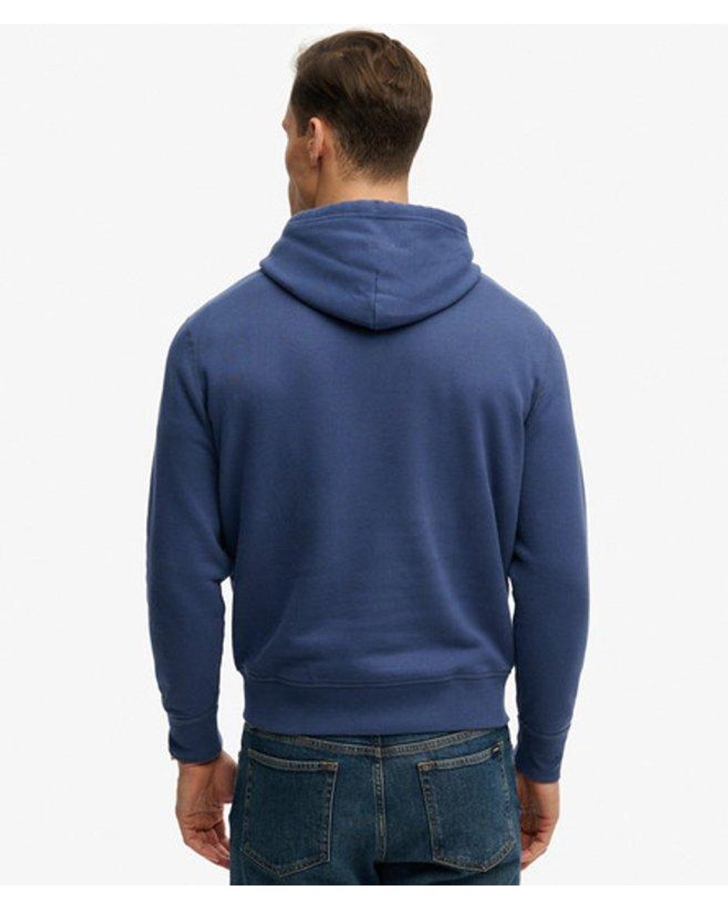 Superdry Blue & Co Monogram Embroidered Hoodie for men