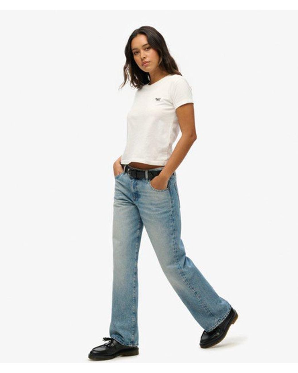 Superdry Blue & Co Mid Rise Wide Leg Jeans