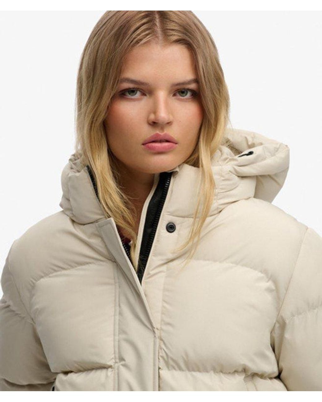 Superdry Natural & Co Hooded Mid Length Sports Puffer Jacket