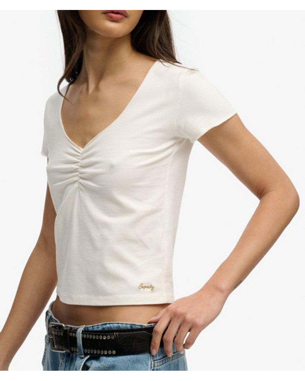Superdry White & Co Athletic Essentials Gathered Short Sleeve Top