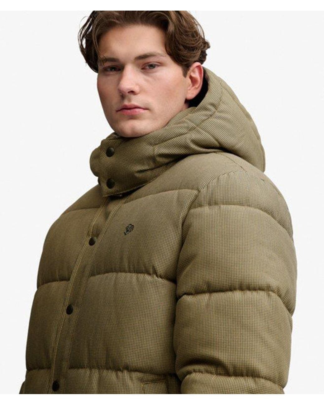 Superdry Green & Co Premium Hooded Check Puffer Jacket for men