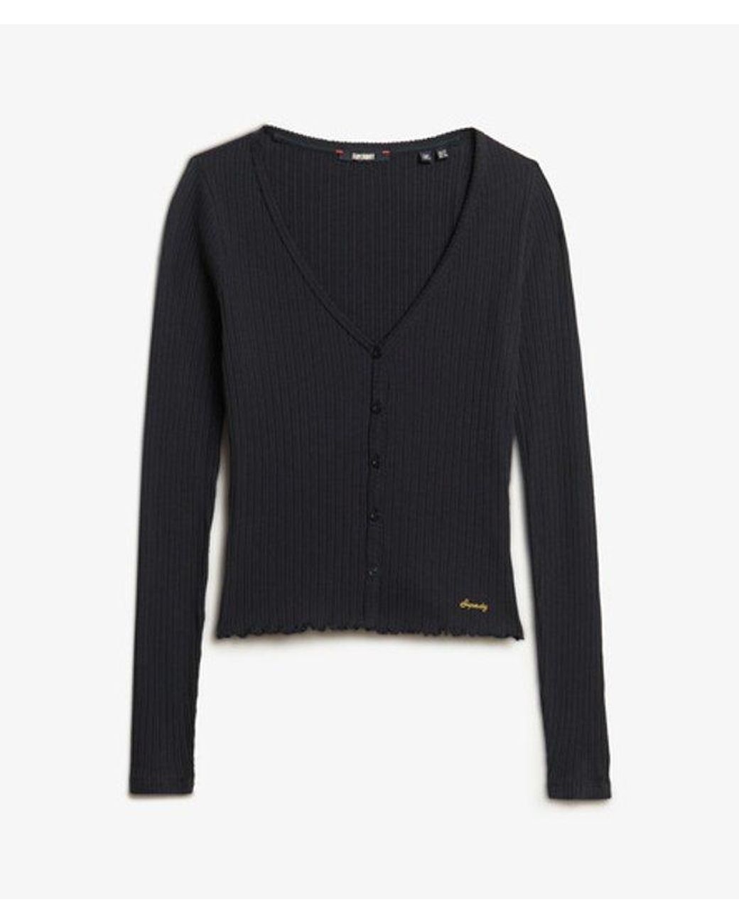 Superdry Black & Co Essential Button Long Sleeve Top
