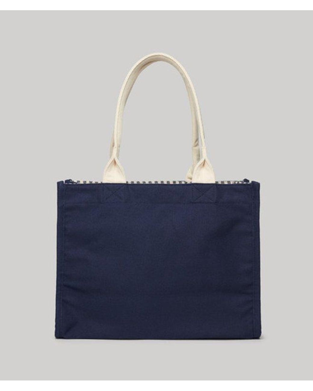 Superdry Blue & Co Ladies Fully Lined Embroidered Luxe Tote Bag