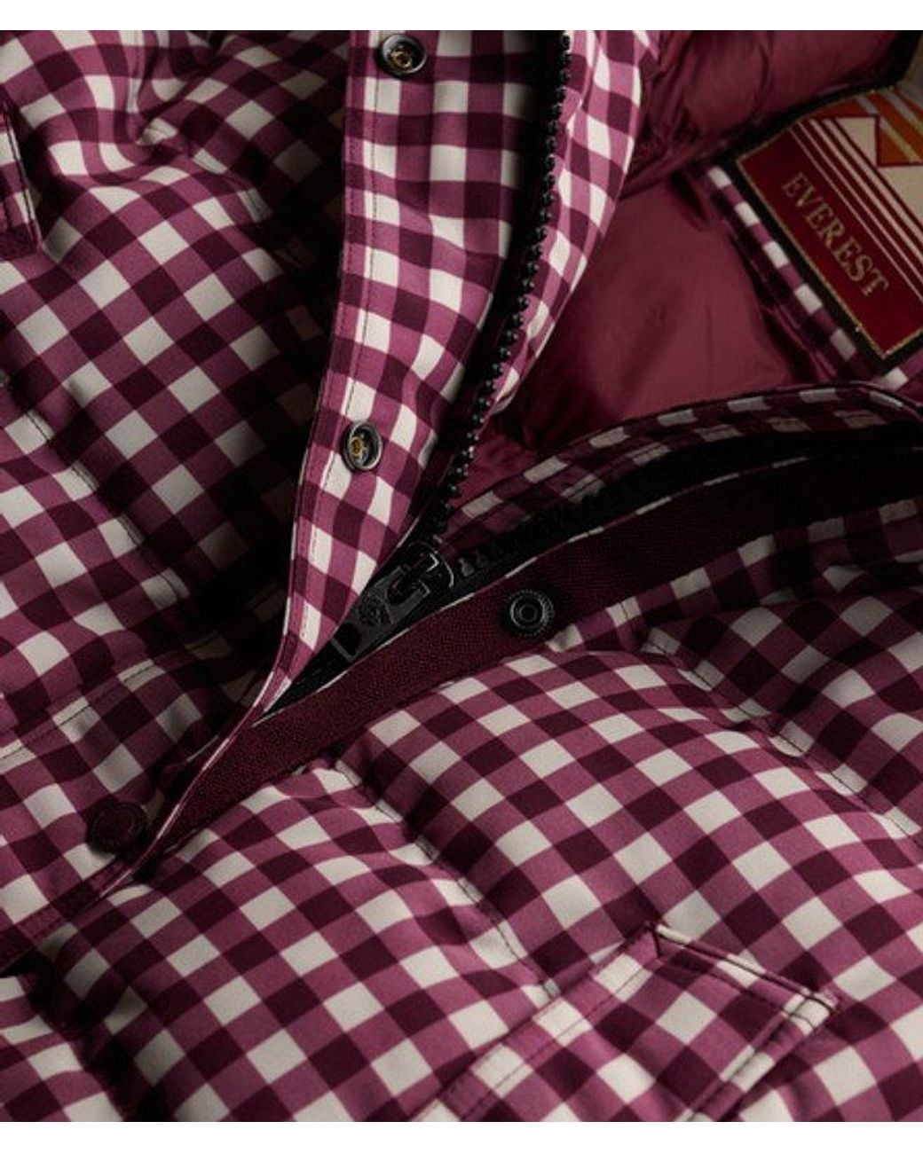 Superdry Red & Co Everest Check Hooded Bomber Jacket