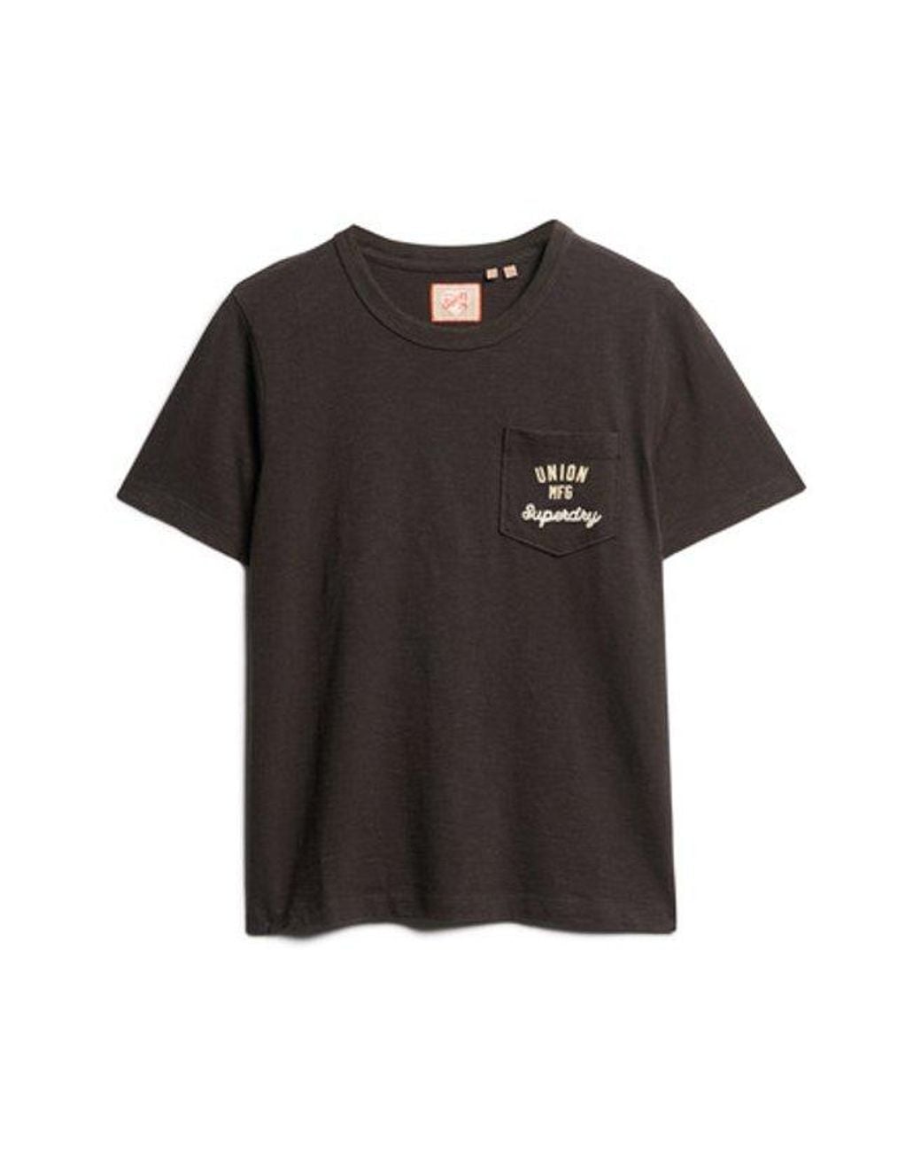 Superdry Black & Co Workwear Embroider Pocket T-shirt
