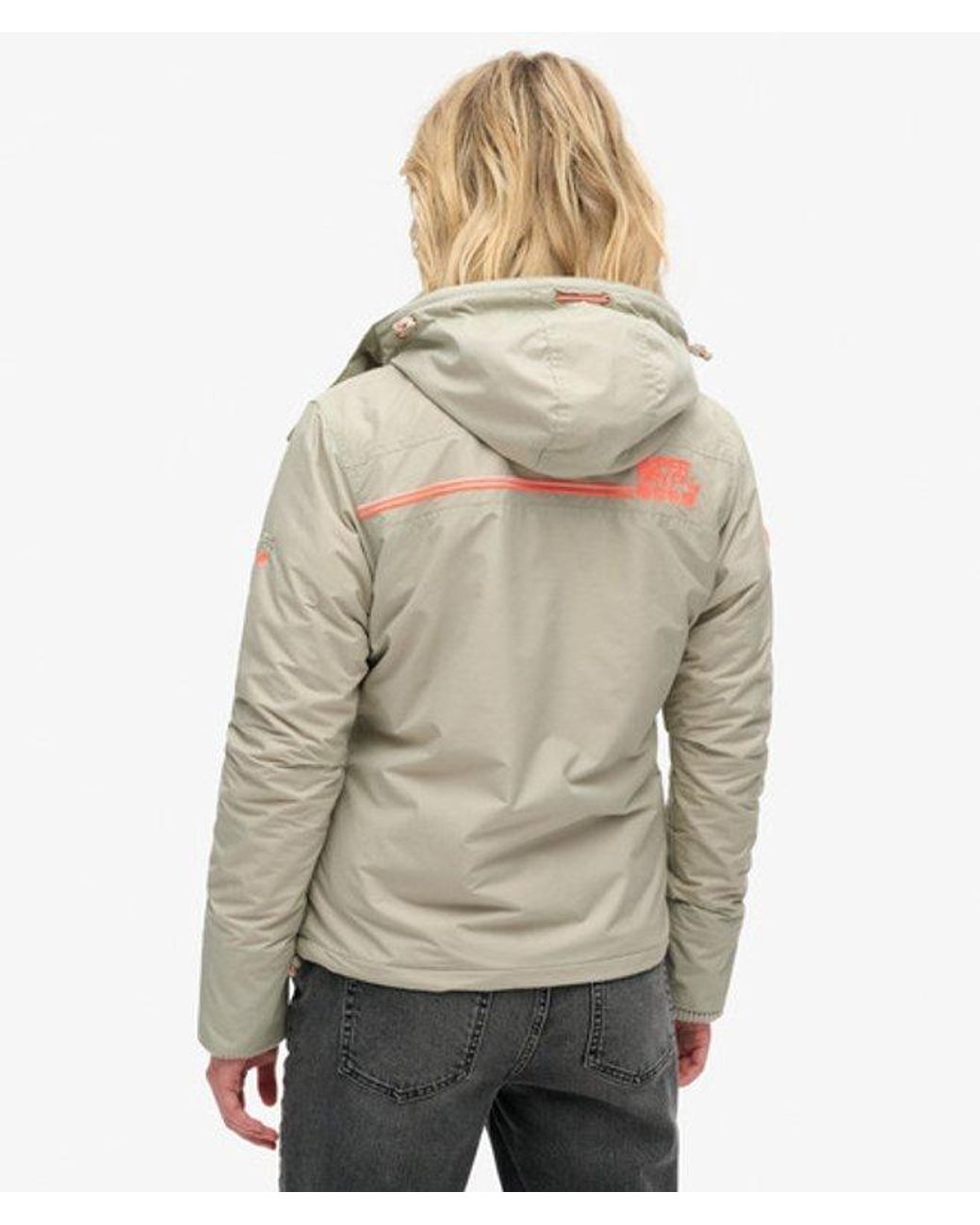 Superdry Natural & Co Ladies Slim Fit Pop Zip Hooded Arctic Sd-windcheater Jacket