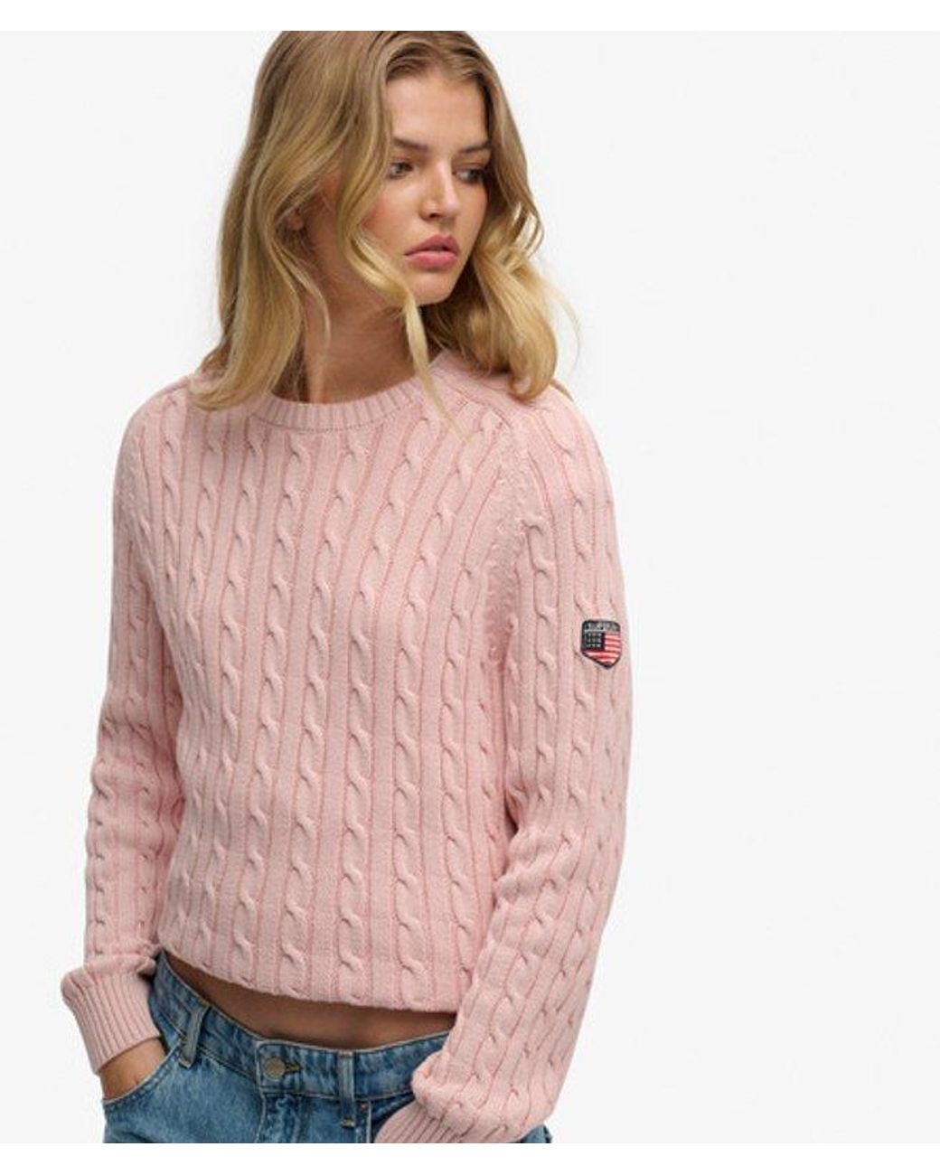 Superdry Pink & Co Slouchy Cable Knit Jumper