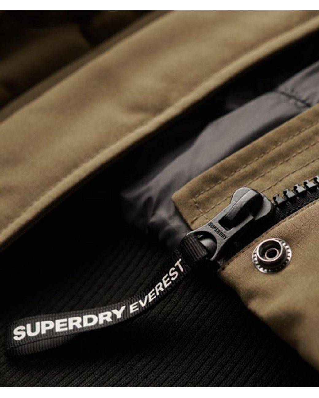 Superdry Green & Co Everest Fully Lined Embroidered Badge Hooded Puffer Bomber Jacket
