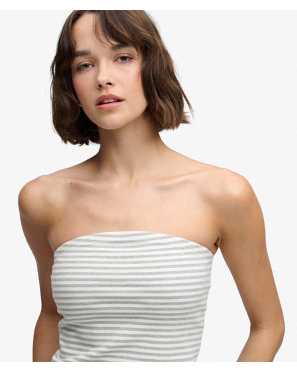 Superdry Blue & Co Athletic Essentials Stripe Jersey Bandeau Top