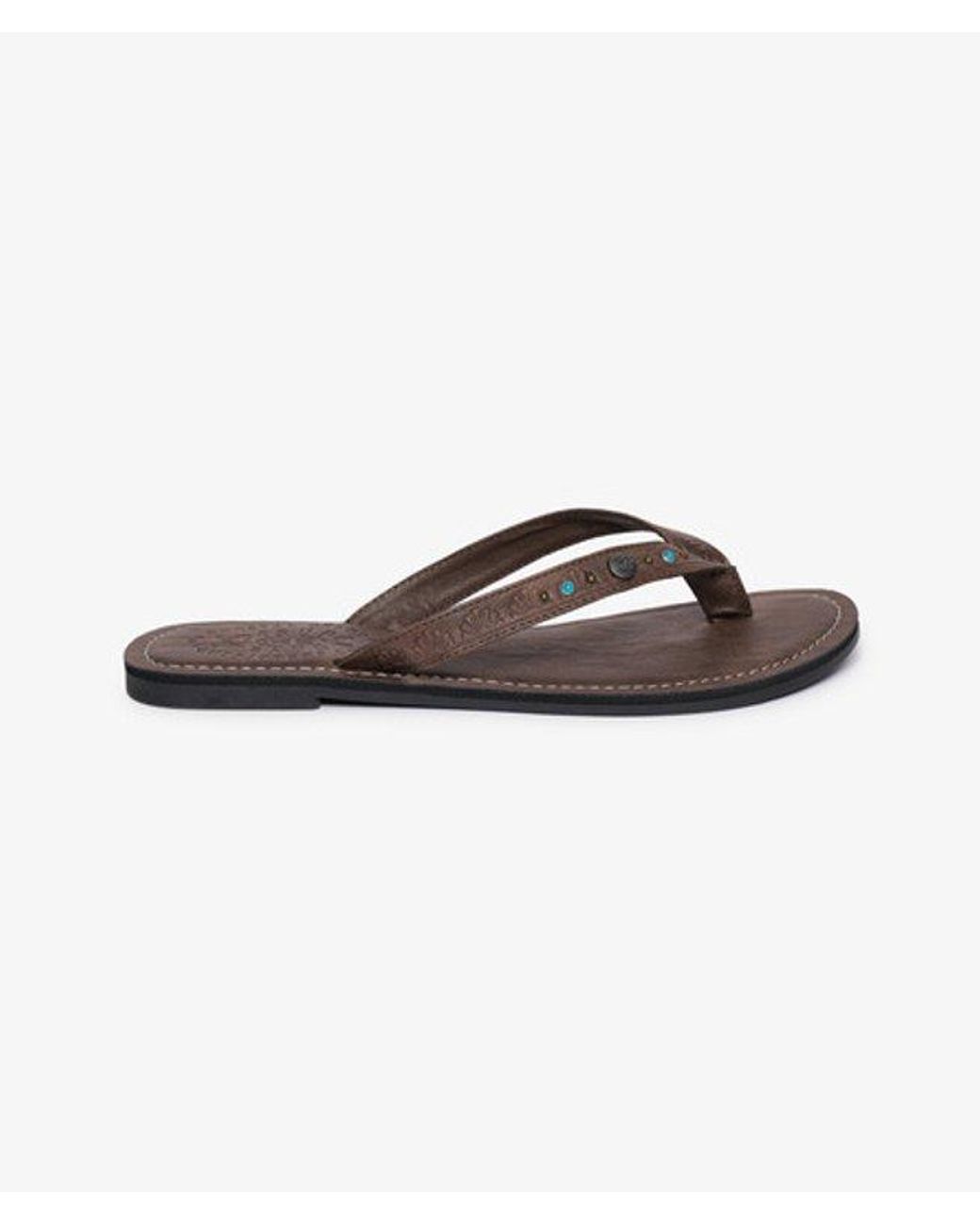 Superdry White & Co Faux Leather Embossed Flip Flops