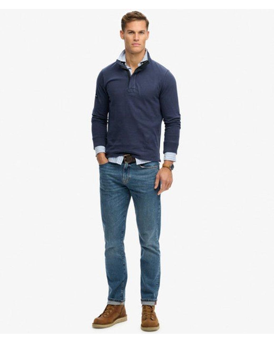 Superdry Blue & Co Cotton Classics Jersey Half Zip Sweatshirt for men