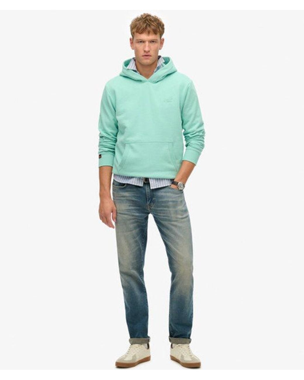 Superdry Green & Co Essential Logo Half Brushed Hoodie for men