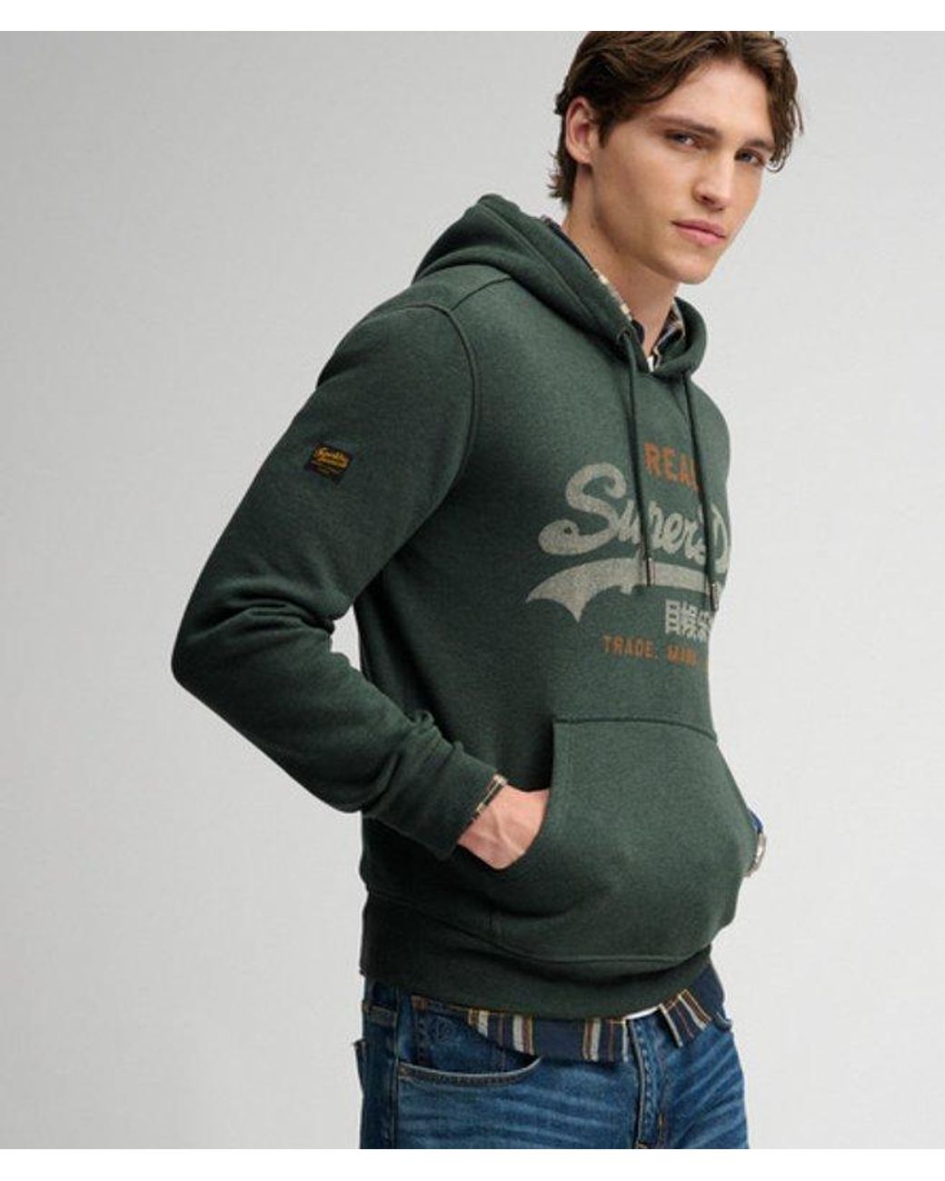 Superdry Green & Co Vintage Logo Heritage Relaxed Hoodie for men